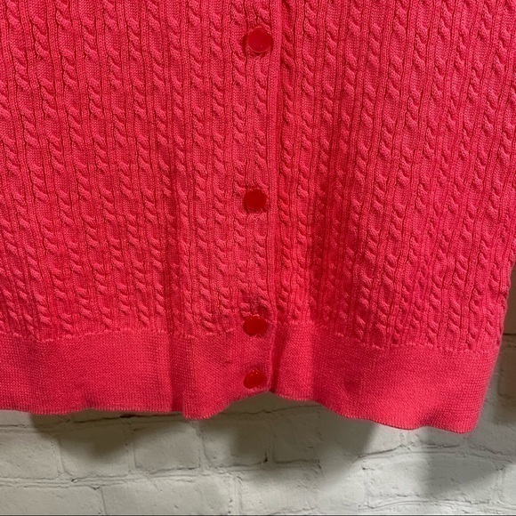 Talbots Petites Coral Cable Knit Button Up Cardigan Sweater Mp - Picture 6 of 10